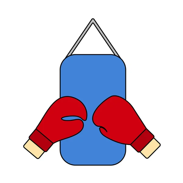 Icono Boxeo Pera Guantes Esquema Editable Con Diseño Relleno Color — Archivo Imágenes Vectoriales