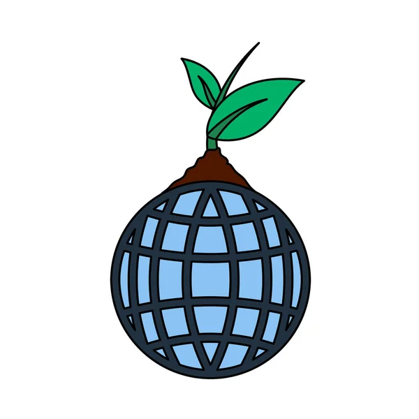 Planet Sprout Icon Esquema Con Diseño Relleno Color Ilustración Vectorial — Archivo Imágenes Vectoriales