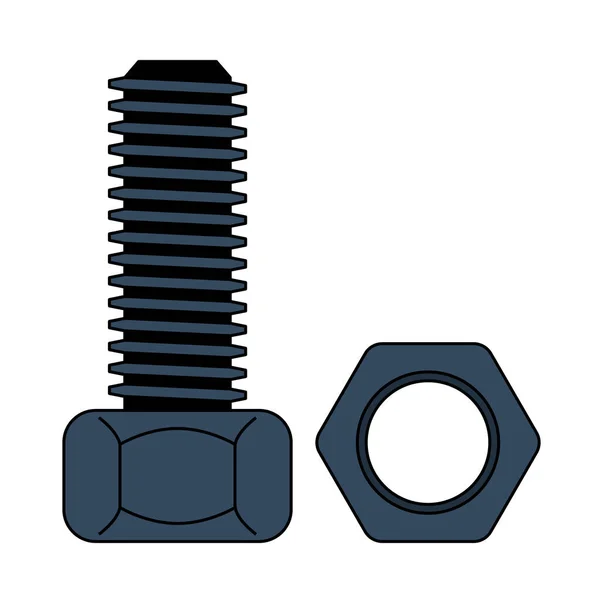 Icon Bolt Nut Osnova Barevným Vzorem Výplně Vektorová Ilustrace — Stockový vektor