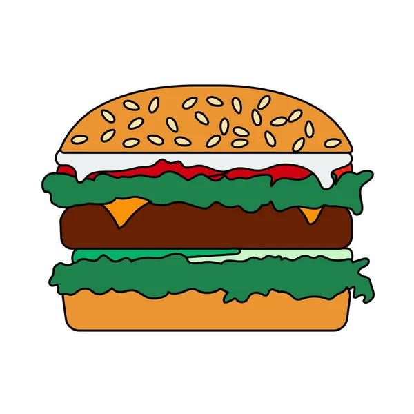 Icono Hamburguesa Esquema Editable Con Diseño Relleno Color Ilustración Vectorial — Vector de stock