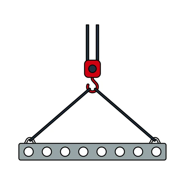 Icon Slab Hanged Crane Hook Outline Color Fill Design Vector — Stock Vector