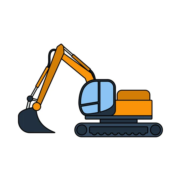 Ikoon Van Bouwbulldozer Outline Met Kleur Invullen Ontwerp Vector Illustratie — Stockvector