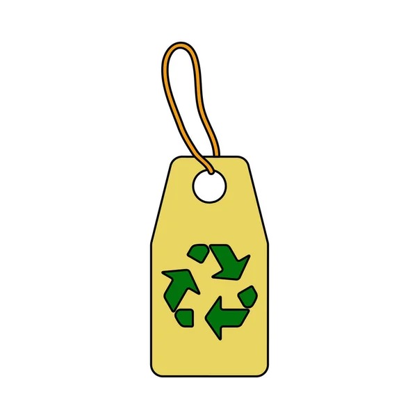 Étiquette Avec Icône Signe Recyclage Décrivez Avec Conception Remplissage Couleur — Image vectorielle