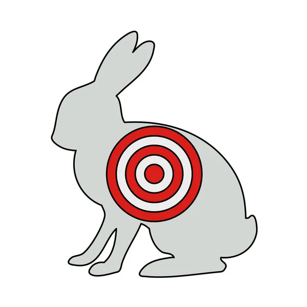 有目标的野兔轮廓 可编辑的带有彩色填充设计的大纲 病媒图解 — 图库矢量图片