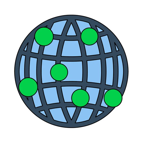 Εικονίδιο Σημείου Σύνδεσης Globe Επεξεργάσιμο Περίγραμμα Χρώμα Πλήρωσης Σχεδιασμό Εικονογράφηση — Διανυσματικό Αρχείο