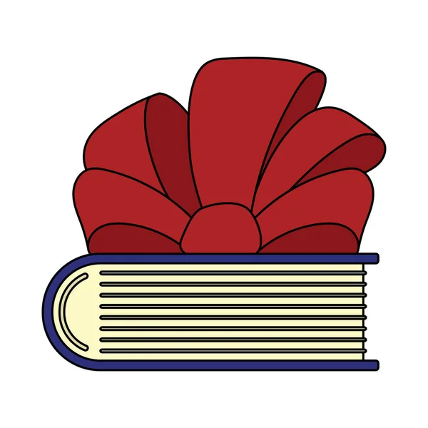 Book Ribbon Bow Icon Outline Color Fill Design Vector Illustration — Stock Vector
