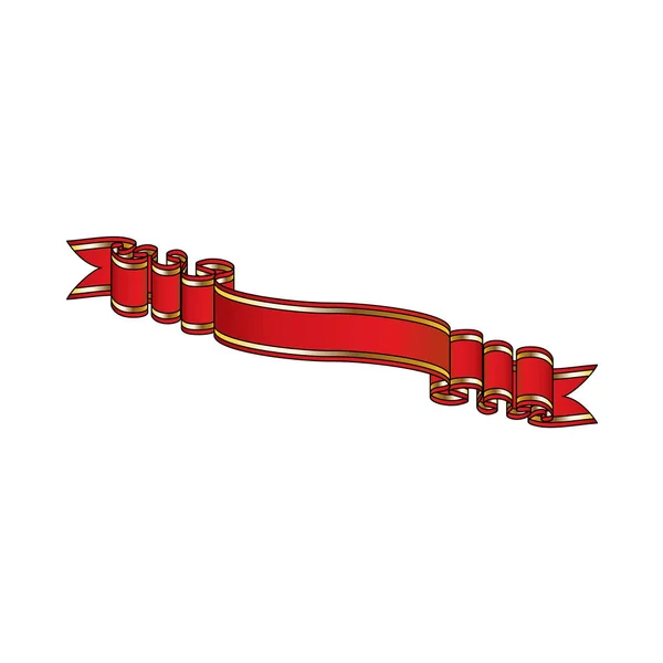 Red Ribbon Golden Stripes Editable Stroke Векторний Приклад — стоковий вектор