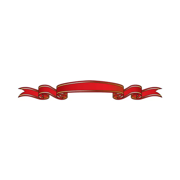 Red Ribbon Golden Stripes Editable Stroke Vector Illustration — Stock Vector