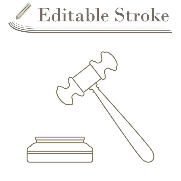 Judge Hammer Icon Editable Stroke Simple Design Vector Illustration — Stock Vector