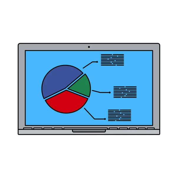 Laptop Con Icona Diagramma Analitico Contorno Modificabile Con Disegno Riempimento — Vettoriale Stock