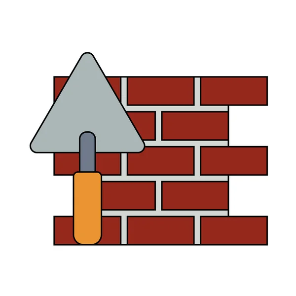 Icon Brick Wall Trowel Osnova Barevným Vzorem Výplně Vektorová Ilustrace — Stockový vektor