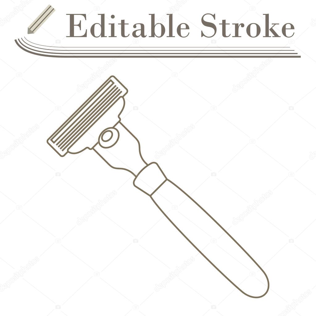 Safety Razor Icon. Editable Stroke Simple Design. Vector Illustration.