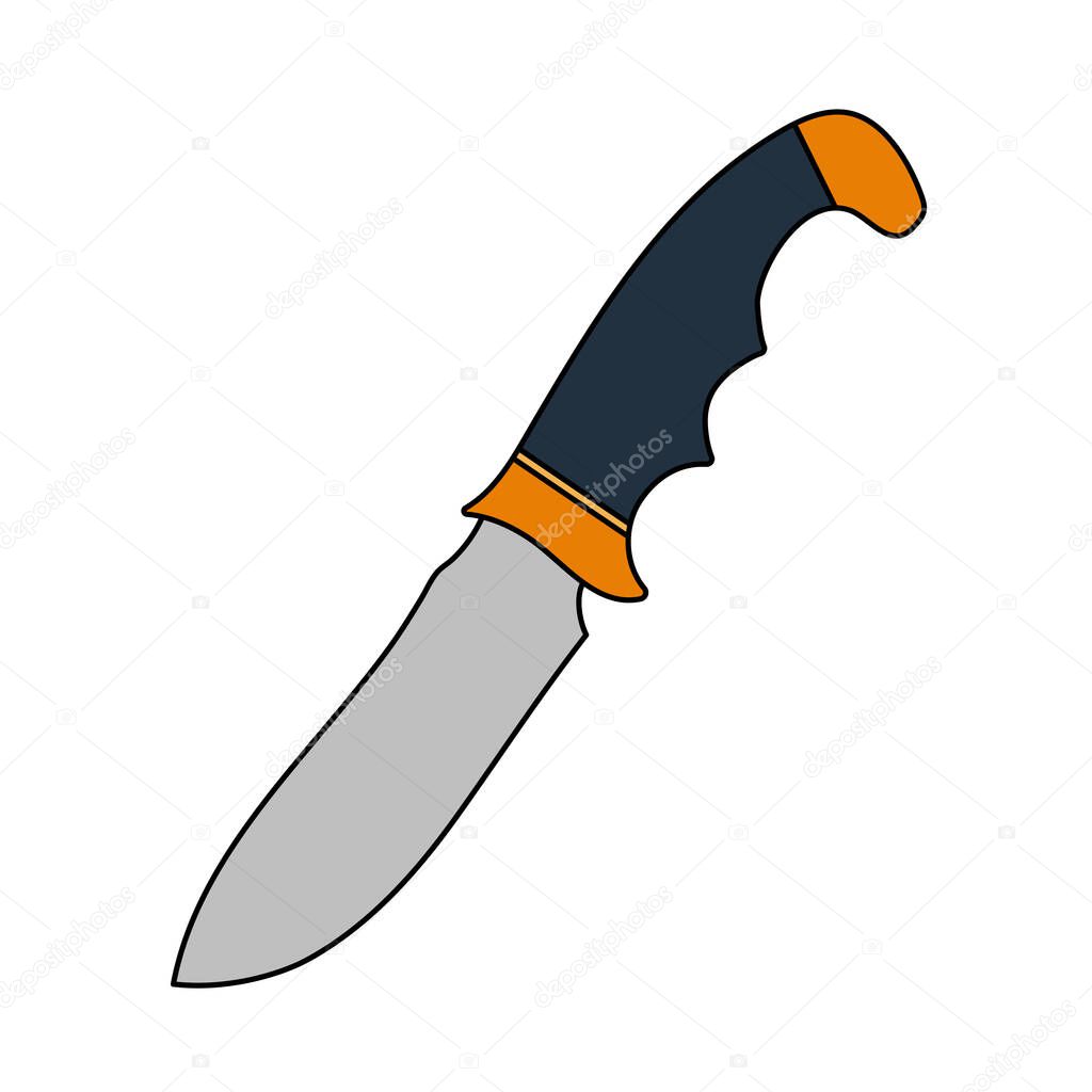 Icon Of Hunting Knife. Editable Outline With Color Fill Design. Vector Illustration.