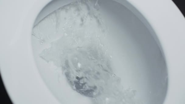 Flushing Toilet Drain Water White Toilet — Stock Video