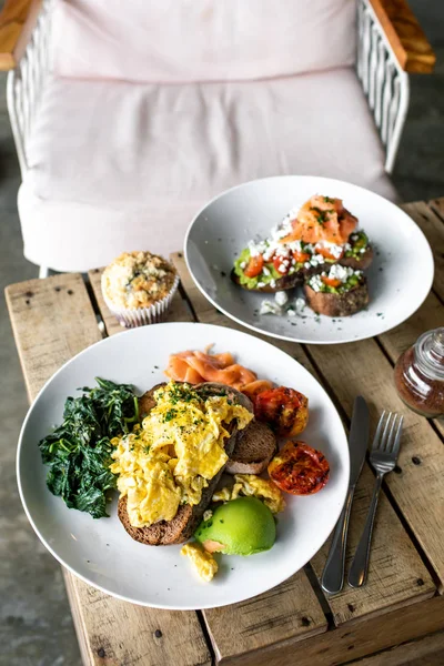 Una Sana Idea Nutriente Colazione Toast All Avocado Con Uova — Foto Stock