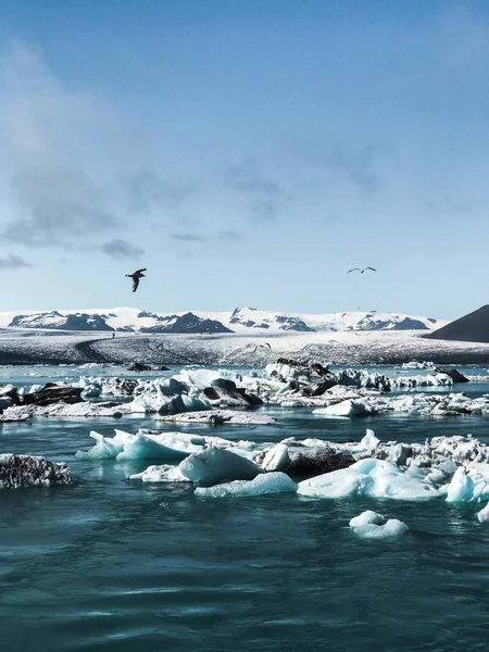 Nature Unique Islande Les Icebergs Les Floes Glace Reflètent Dans — Photo