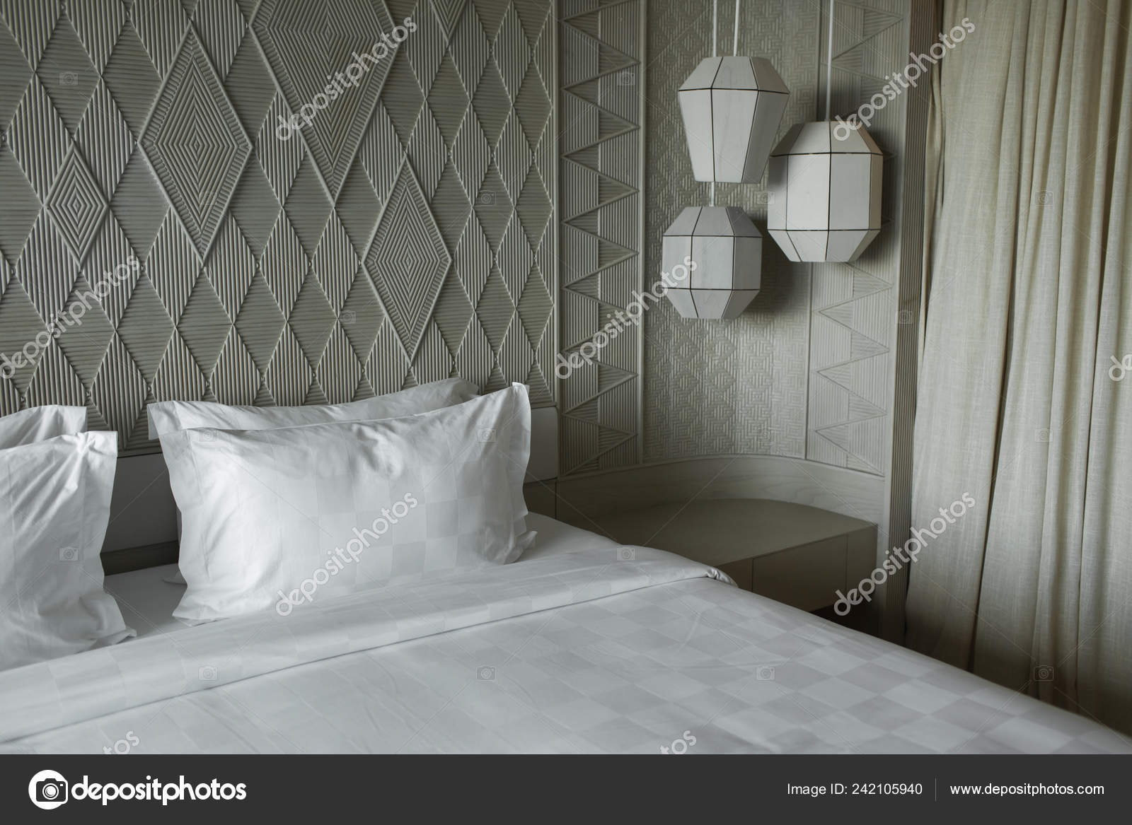 Luxury Modern Japanese Style Bedroom Grey White Colours