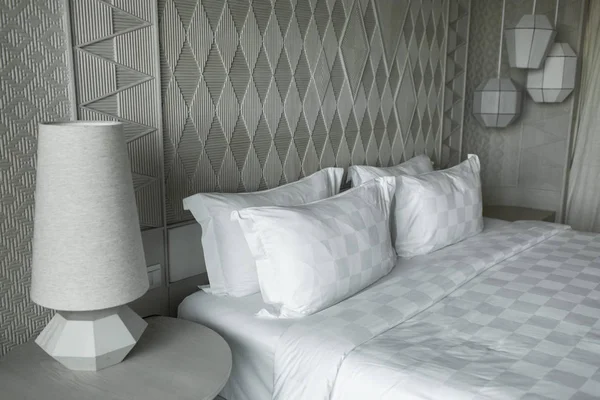 Luxo Moderno Quarto Estilo Japonês Cores Cinza Branco Quarto Hotel — Fotografia de Stock