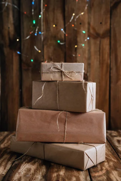 Presentes Natal Estão Esperando Por Seu Mestre Muitas Caixas Estão — Fotografia de Stock
