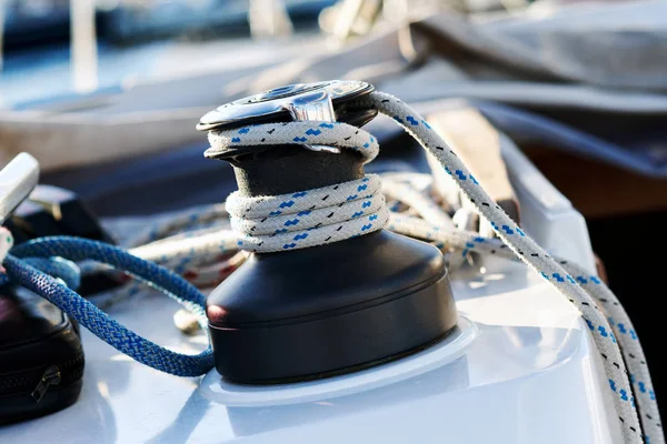 Winch Rope Sailing Boat — Stock Photo, Image