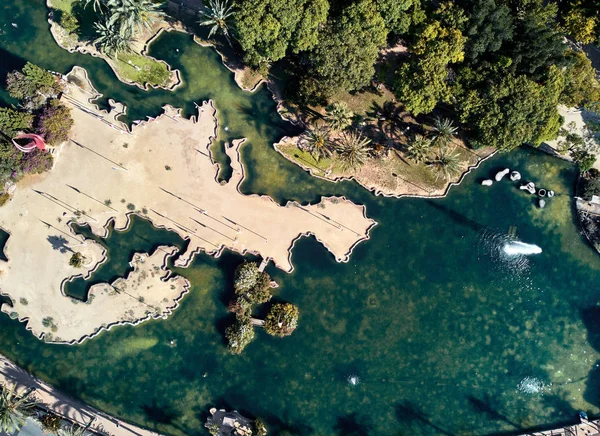 Luftpanoramablick Teich Form Des Europäischen Kontinents Park Der Nationen Torrevieja — Stockfoto