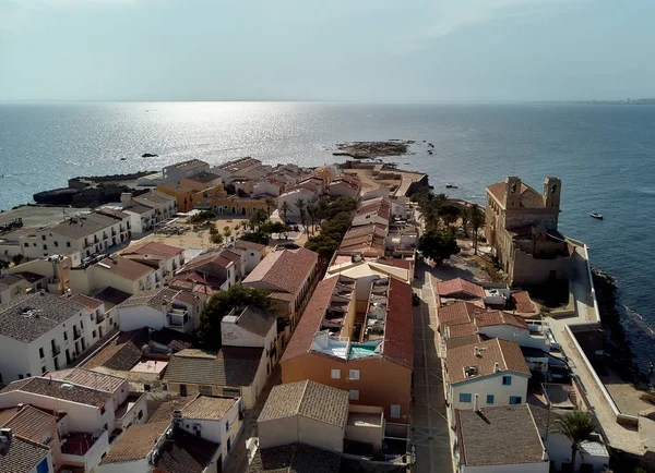 Luchtfoto Van Beroemde Populaire Vakantiebestemmingen Voor Toeristische Eiland Tabarca Stad — Stockfoto