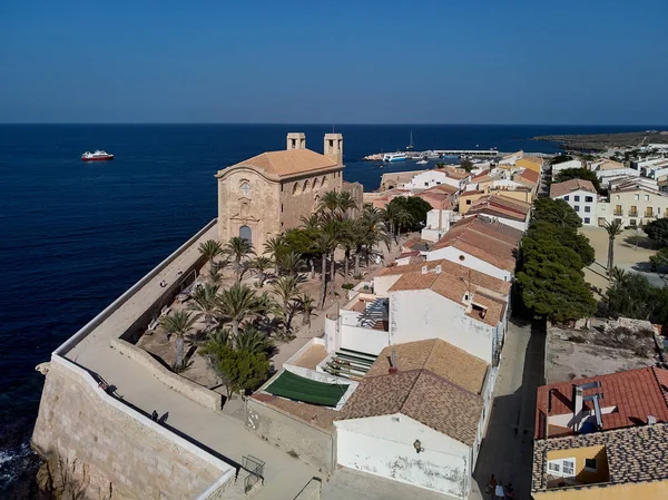 Luftaufnahme Berühmter Beliebter Reiseziele Für Touristen Tabarca Insel Küste Und — Stockfoto