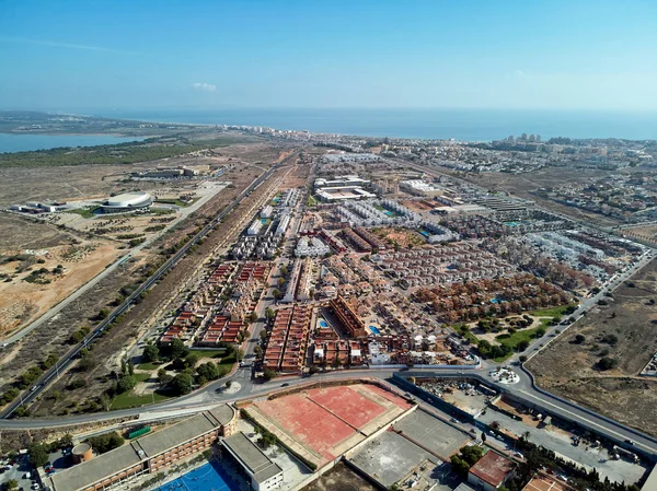 Flygfoto Hamnen Bostäder Förorts Hus Vägar Och Medelhavet Torrevieja Hög — Stockfoto