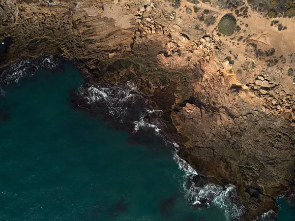 Aerial Drone View Costa Blanca Coastline Green Turquoise Water Bay — Stock Photo, Image