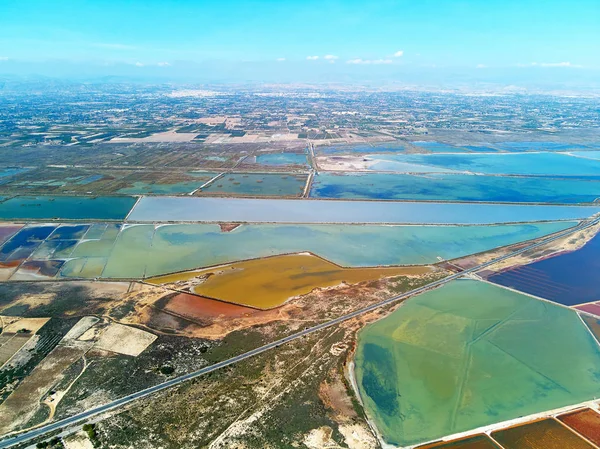 Panorama Aéreo Aves Vista Autopistas Reserva Natural Los Lagos Salados — Foto de Stock