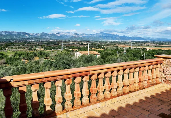 Valley Mountain Range Surrounding Countryside View Balcony Balustrade Fence Majorca — Stock Photo, Image