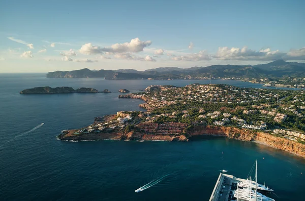 Vue Aérienne Port Adriano Situé Juste Dessous Des Falaises Petit — Photo