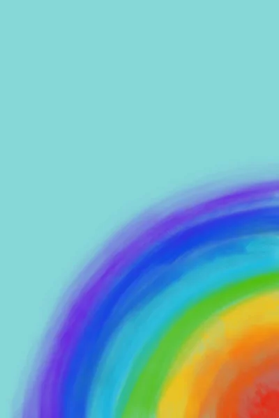 Ilustración de acuarela líneas de arco iris sobre fondo turquesa — Foto de Stock