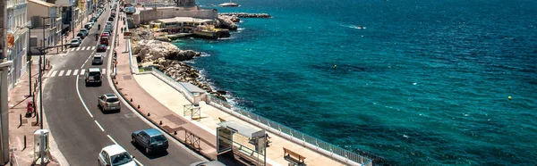 Panoramic view road along Plage des Catalans, Marseiile. France — Stock Photo, Image