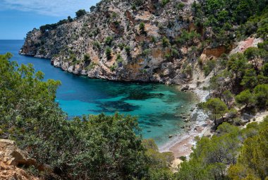 Pitoresk Cala Blanca Andratx, Mallorca, Baleares, İspanya