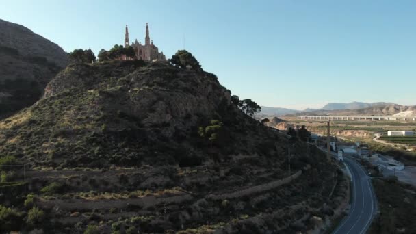 Повітряна Безпілотна Точка Зору Святилище Санта Марія Магдалена Новельді Іспанський — стокове відео