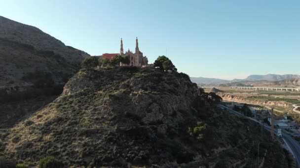 Luchtfoto Drone Standpunt Heiligdom Van Santa Maria Magdalena Novelda Spaans — Stockvideo