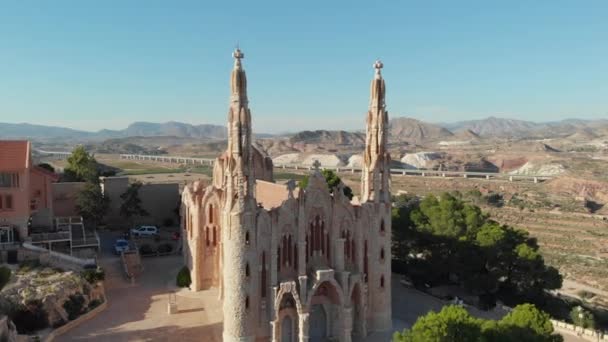 Aerial Drone Point View Sanctuary Santa Maria Magdalena Novelda Spanish — Stock Video