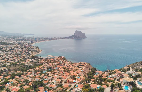 Fotografía Aérea Imagen Panorámica Calpe Calp Techos Paisaje Urbano Vista — Foto de Stock