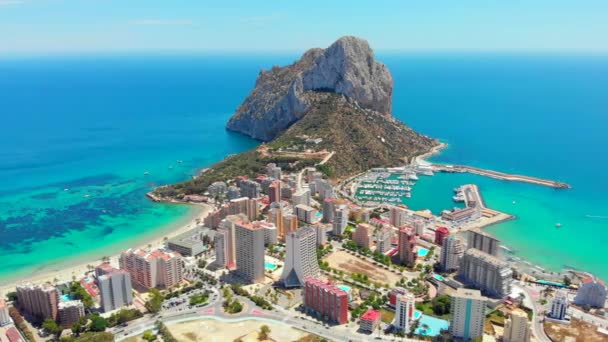 Calpe Spain July 2020 Aerial Drone Point View Real Time — стоковое видео