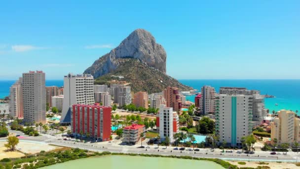 Calpe Spain July 2020 Aerial Drone Point View Real Time — стоковое видео