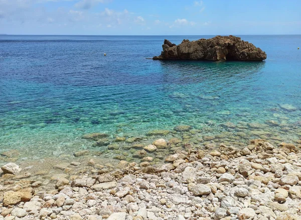 Festői Kilátás Sziklás Tengerparton Costa Blanca Valenciai Közösség Spanyolország — Stock Fotó