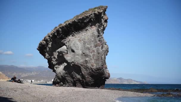 Formación Rocosa Inusual Playa Los Muertos Playa Los Muertos Zona — Vídeos de Stock