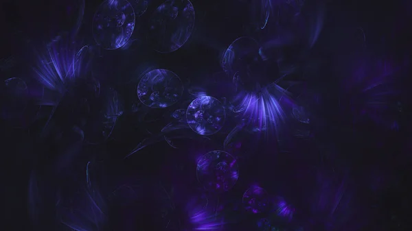 Абстрактні Елементи Синього Кола Темному Комп Ютері Створеному Фрактальним Фоном — стокове фото