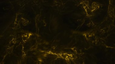 Soyut bilgisayar tarafından oluşturulan fraktal sarı yavaş hareket çizgileri koyu arkaplan üzerinde