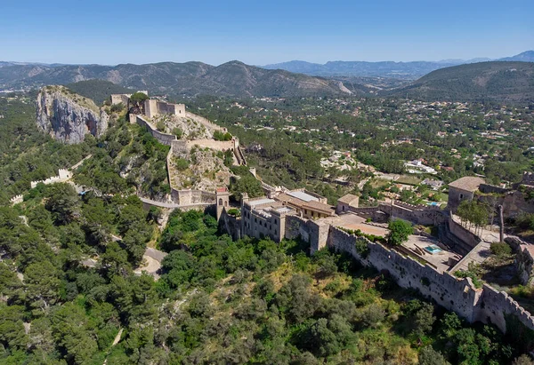 Légi Kép Xativa Ősi Spanyol Kastély Valenciai Közösség Spanyolország — Stock Fotó