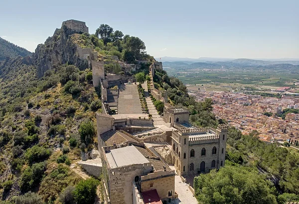 Légi Kép Xativa Ősi Spanyol Kastély Valenciai Közösség Spanyolország — Stock Fotó