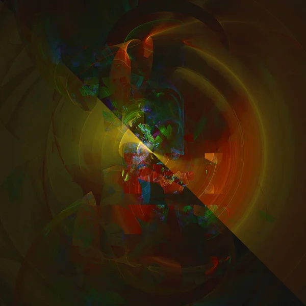 Computergegenereerde Fractal Abstracte Achtergrond Veelkleurige Vormen Donkere Ruimte — Stockfoto
