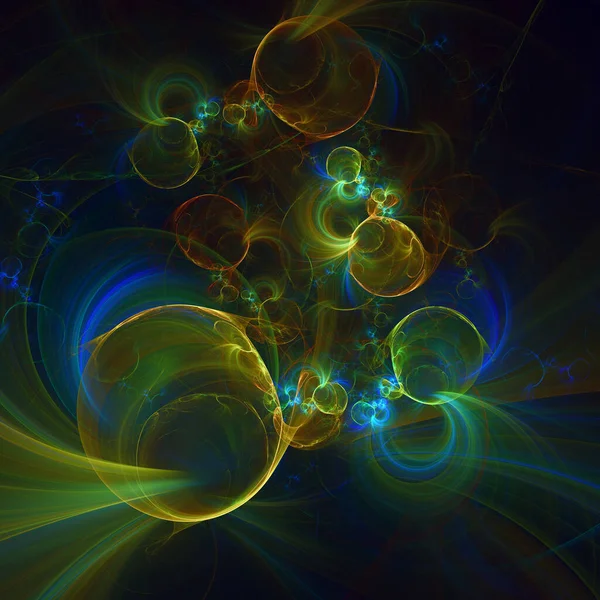 Computer Gegenereerd Multi Gekleurde Fractal Achtergrond Abstract Zonnestelsel Donkere Ruimte — Stockfoto