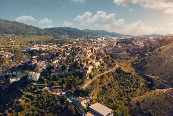 Aerial High View Beeld Charmant Klein Bocairent Dorp Vall Albaida — Stockfoto